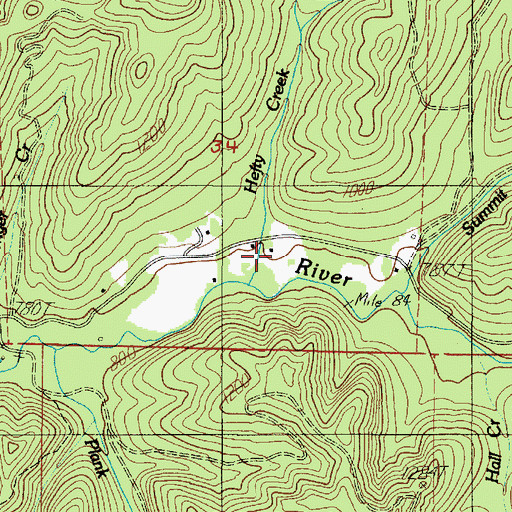 Topographic Map of Hefty Creek, OR