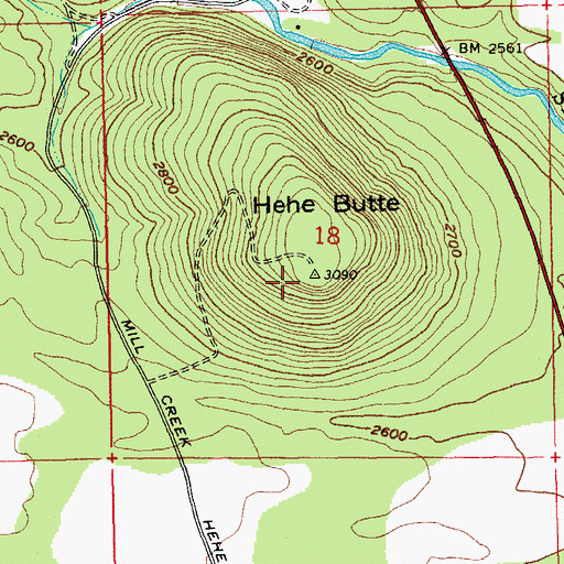 Topographic Map of Hehe Butte, OR