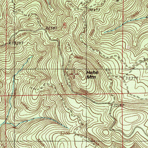 Topographic Map of Hehe Mountain, OR