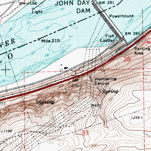 Topographic Map of Hellroaring Canyon, OR