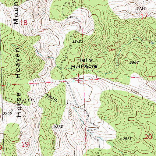 Topographic Map of Hells Half Acre, OR