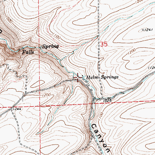 Topographic Map of Helm Springs, OR