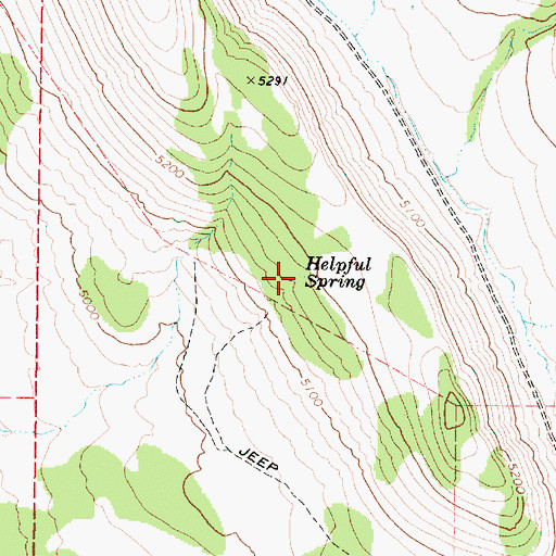 Topographic Map of Helpful Spring, OR