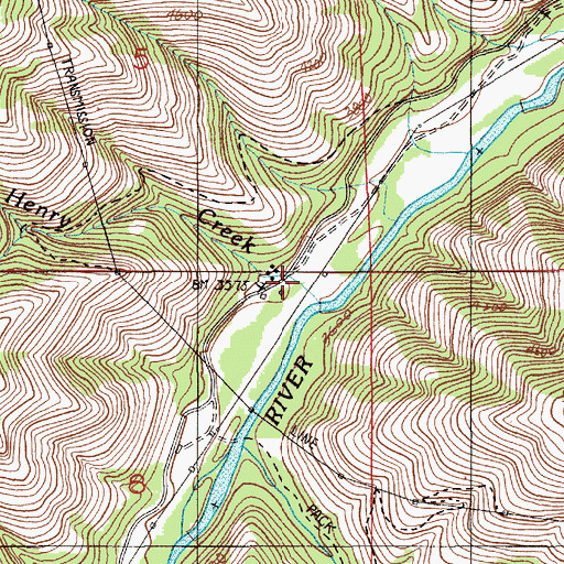 Topographic Map of Henry Creek, OR