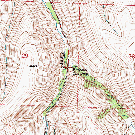 Topographic Map of Heppner City Well, OR