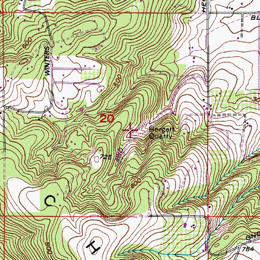 Topographic Map of Hergert Quarry, OR