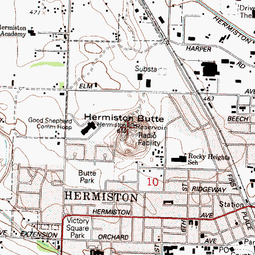 Topographic Map of Hermiston Butte, OR