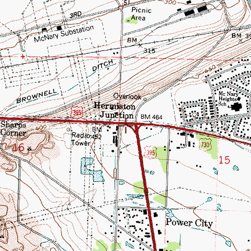 Topographic Map of Hermiston Junction, OR