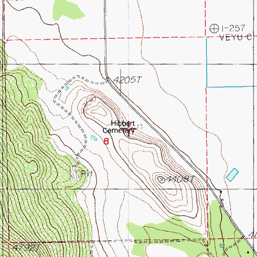 Topographic Map of Hibbert Cemetery, OR