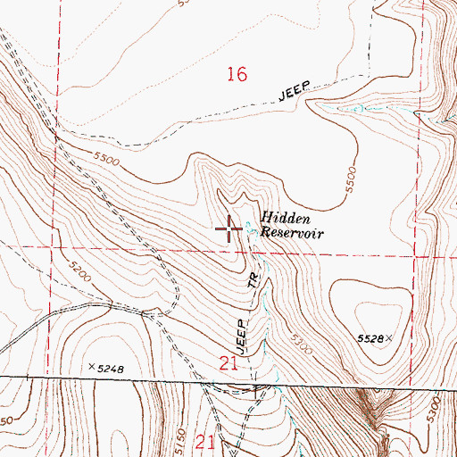 Topographic Map of Hidden Reservoir, OR