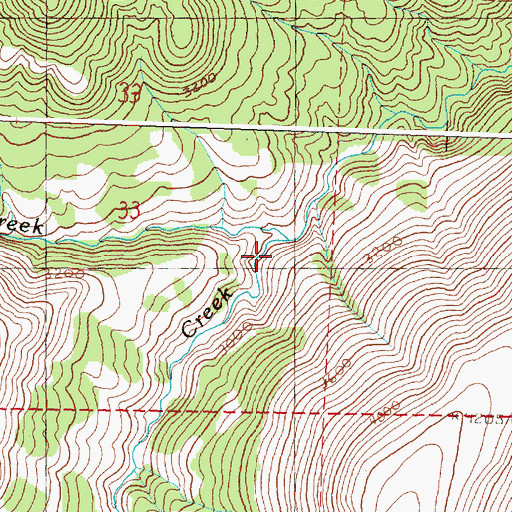 Topographic Map of Hide and Seek Creek, OR