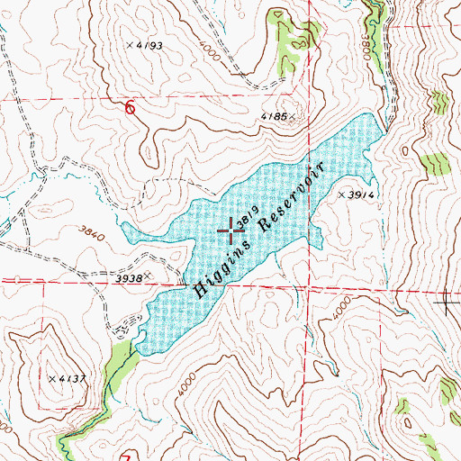 Topographic Map of Higgins Reservoir, OR