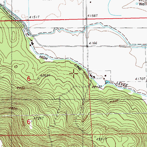 Topographic Map of High Line Ditch, OR