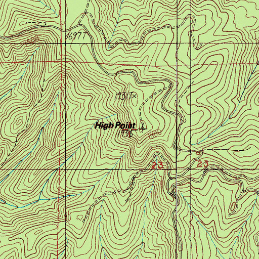 Topographic Map of High Point, OR