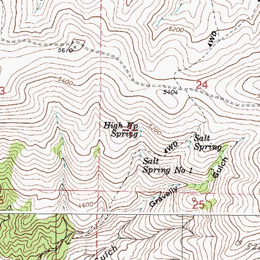 Topographic Map of High Up Spring, OR