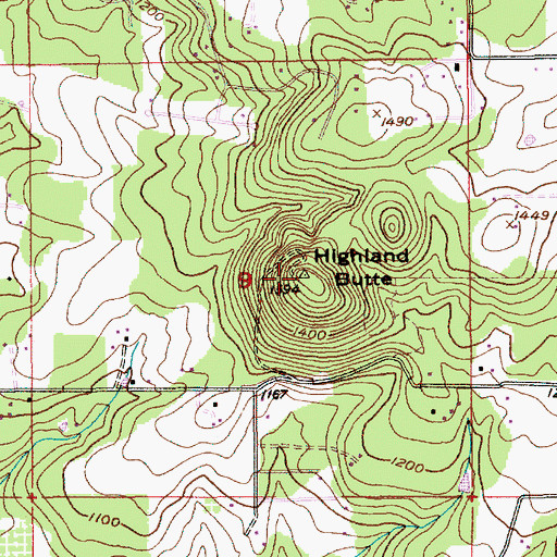 Topographic Map of Highland Butte, OR