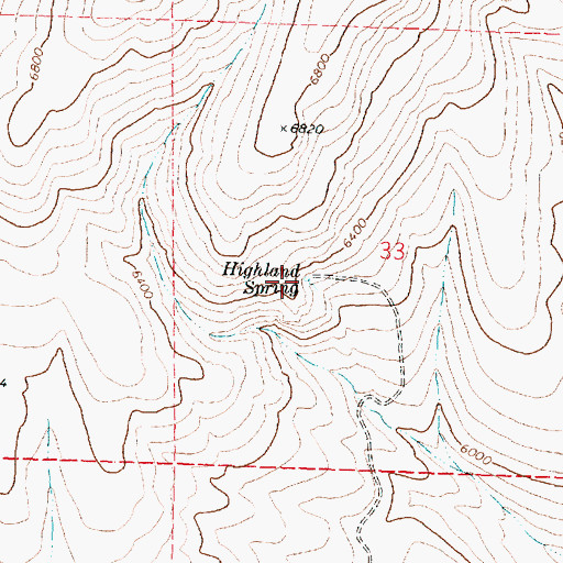 Topographic Map of Highland Spring, OR