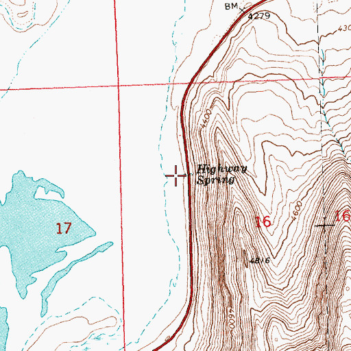 Topographic Map of Highway Spring, OR