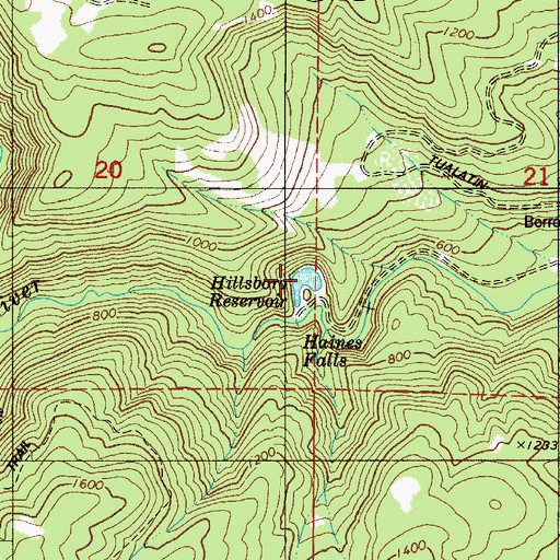 Topographic Map of Hillsboro Reservoir, OR