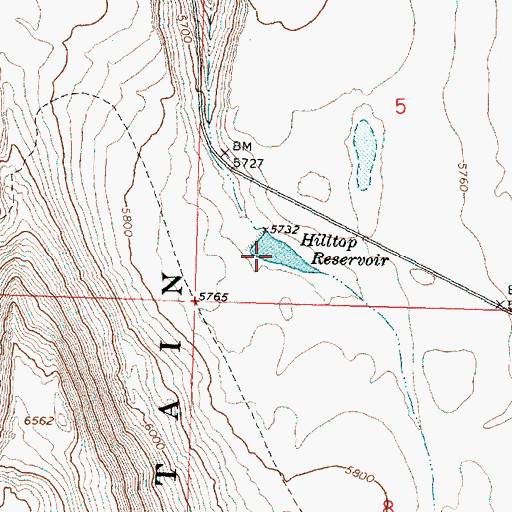 Topographic Map of Hilltop Reservoir, OR