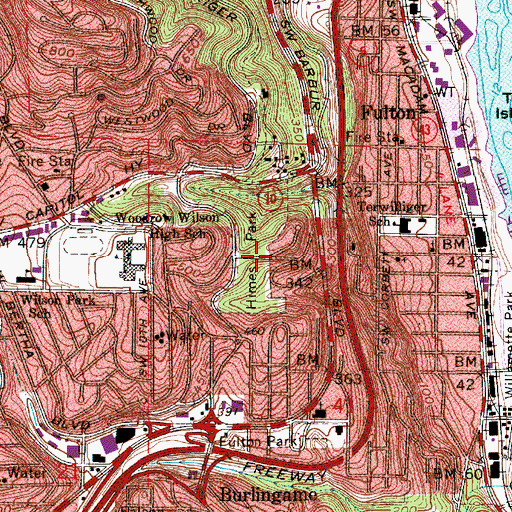 Topographic Map of George Himes City Park, OR