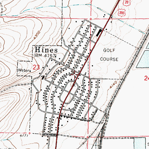 Topographic Map of Hines, OR