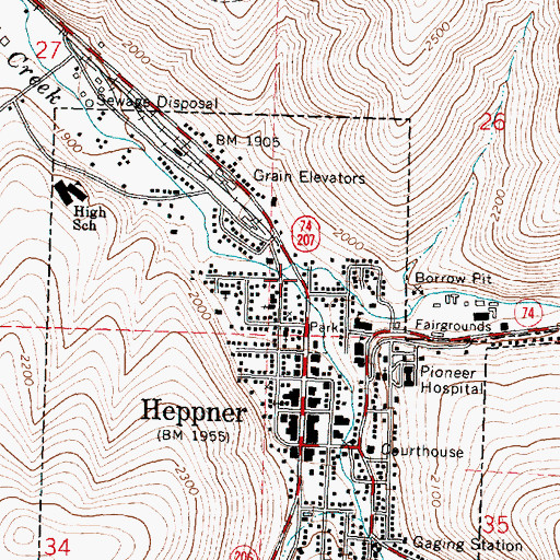 Topographic Map of Hinton Creek, OR