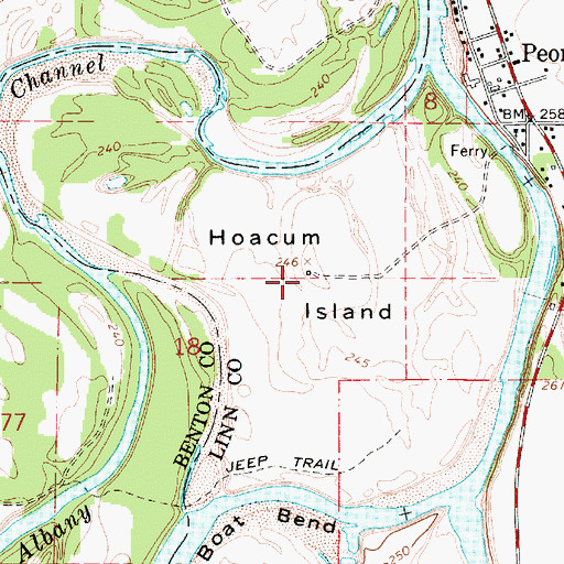Topographic Map of Hoacum Island, OR