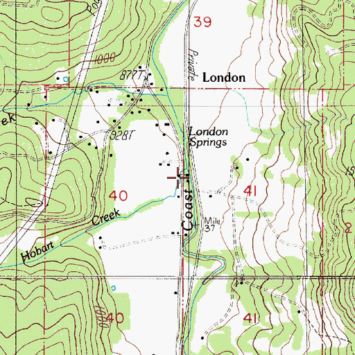 Topographic Map of Hobart Creek, OR