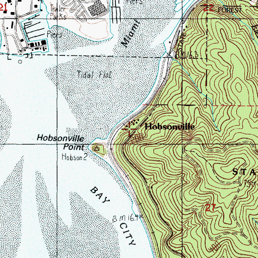 Topographic Map of Hobsonville, OR
