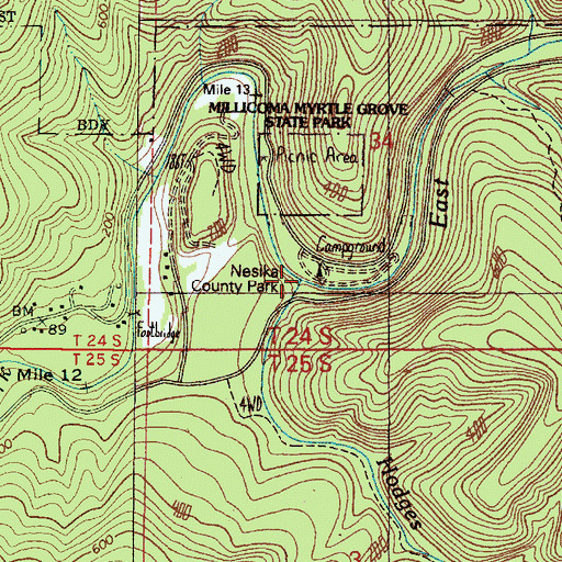 Topographic Map of Hodges Creek, OR