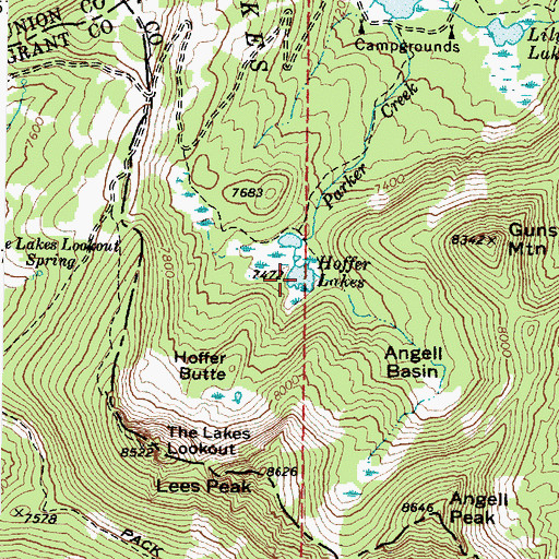 Topographic Map of Hoffer Lakes, OR