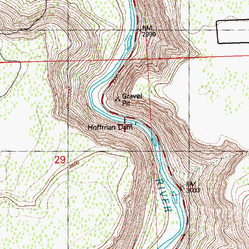 Topographic Map of Hoffman Dam, OR