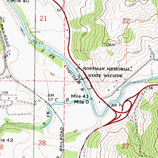 Topographic Map of Hoffman Memorial State Park, OR