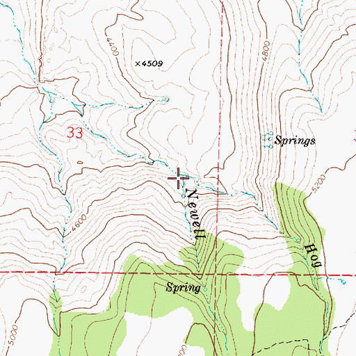 Topographic Map of Hog Creek, OR