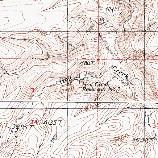Topographic Map of Hog Creek Reservoir Number One, OR