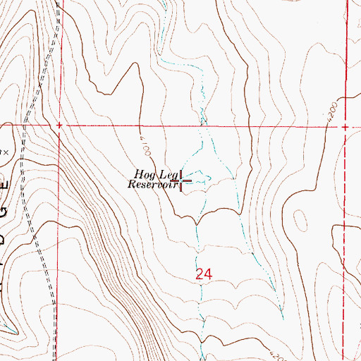 Topographic Map of Hog Leg Reservoir, OR
