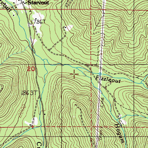 Topographic Map of Hogum Creek, OR