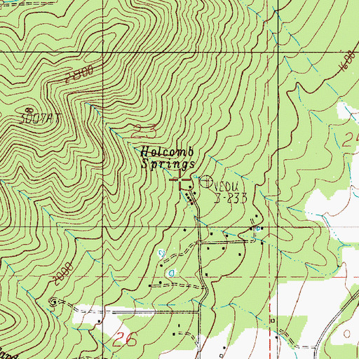 Topographic Map of Holcomb Springs, OR