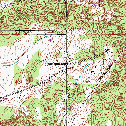 Topographic Map of Holcomb School (historical), OR