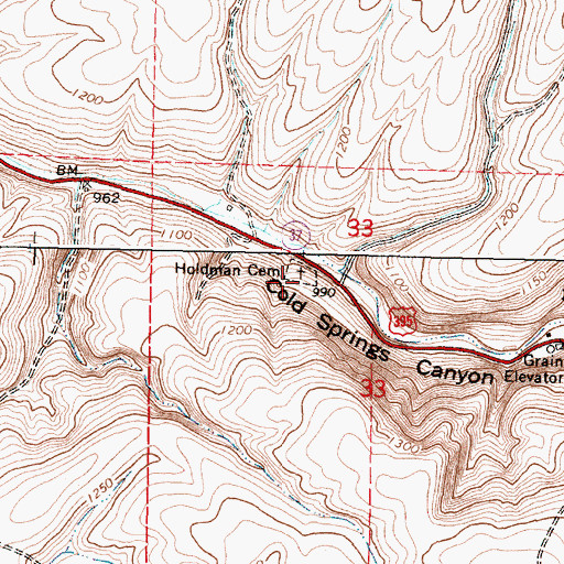 Topographic Map of Holdman Cemetery, OR