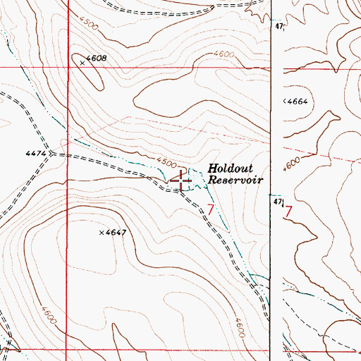 Topographic Map of Holdout Reservoir, OR
