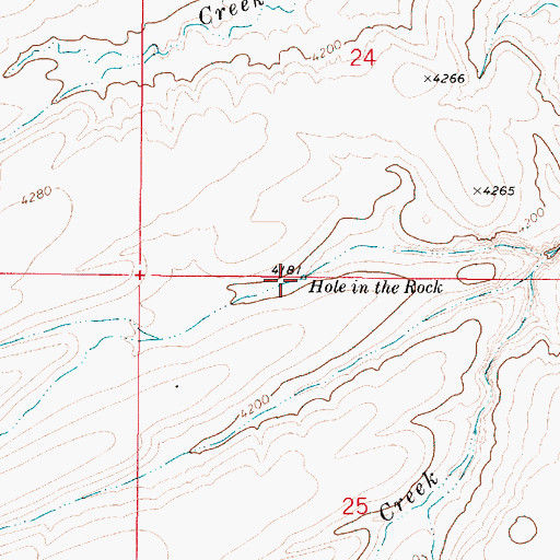 Topographic Map of Hole in the Rock, OR