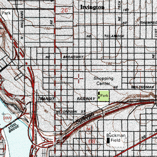 Topographic Map of Holladay School (historical), OR