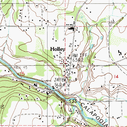 Topographic Map of Holley, OR