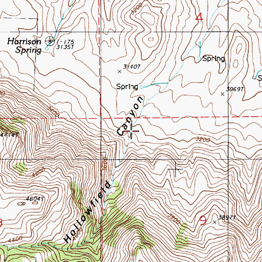 Topographic Map of Hollowfield Canyon, OR