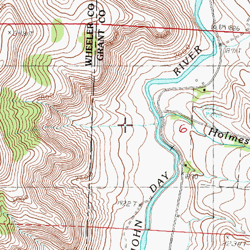 Topographic Map of Holmes Creek, OR