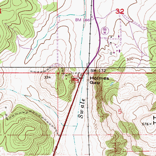 Topographic Map of Holmes Gap, OR