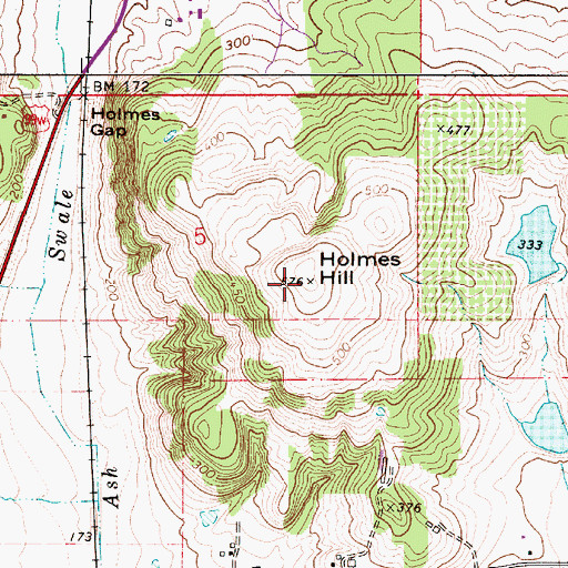 Topographic Map of Holmes Hill, OR