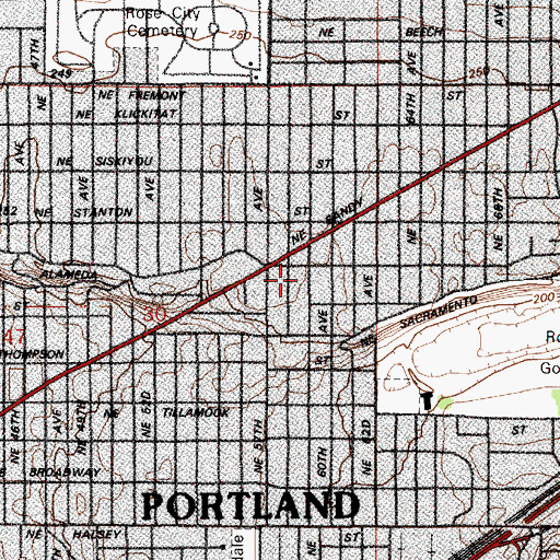 Topographic Map of Rose City Cooperative Preschool, OR